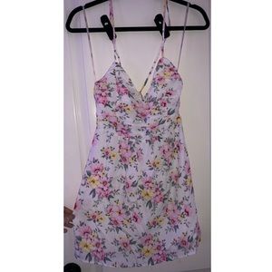 White floral mini dress